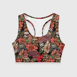 Женский спортивный топ Ленивец & Цветочки