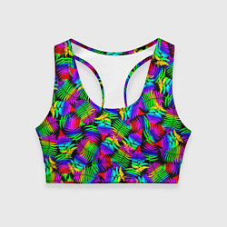 Топик спортивный женский Неоновый папоротник, цвет: 3D-принт