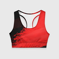 Топик спортивный женский ЧЕРНО-КРАСНЫЙ ГРАНЖ GRUNGE Z, цвет: 3D-принт