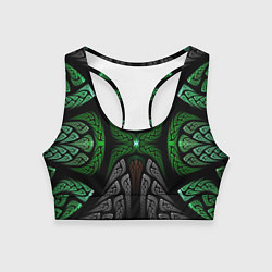 Топик спортивный женский Серо-Зеленые Узоры, цвет: 3D-принт
