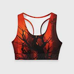 Топик спортивный женский ДРЕВО ХАОС 3D, цвет: 3D-принт