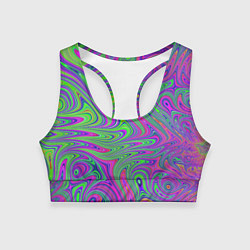 Топик спортивный женский Неоновый абстрактный узор, цвет: 3D-принт