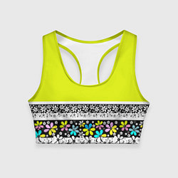 Топик спортивный женский Яркий цветочный узор, цвет: 3D-принт