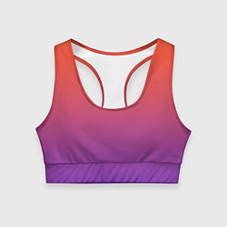 Топик спортивный женский Оранжевый и Фиолетовый, цвет: 3D-принт