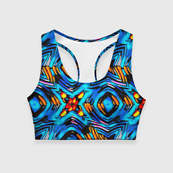 Топик спортивный женский Желто-синий абстрактный узор, цвет: 3D-принт