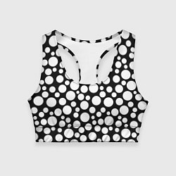 Топик спортивный женский Черно-белый горох, цвет: 3D-принт