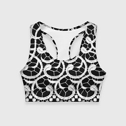 Топик спортивный женский Черно-белое кружево, цвет: 3D-принт