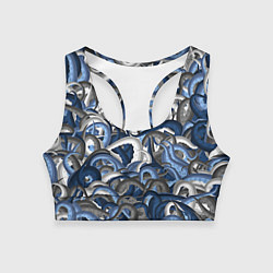 Топик спортивный женский Синий камуфляж с щупальцами, цвет: 3D-принт