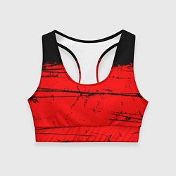 Топик спортивный женский КРАСНЫЙ ГРАНЖ RED GRUNGE, цвет: 3D-принт