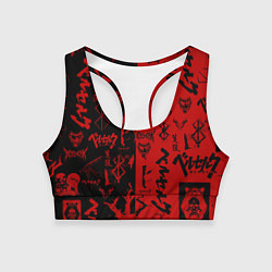 Топик спортивный женский BERSERK BLACK RED БЕРСЕРК ПАТТЕРН, цвет: 3D-принт
