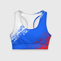 Топик спортивный женский Флаг РФ триколор, цвет: 3D-принт