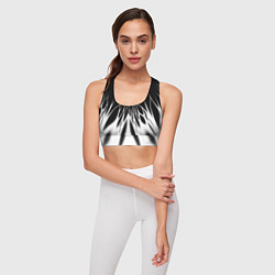 Топик спортивный женский Белый и черный - коллекция Лучи - Хуф и Ся, цвет: 3D-принт — фото 2