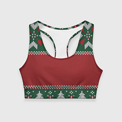 Женский спортивный топ Knitted Christmas Pattern