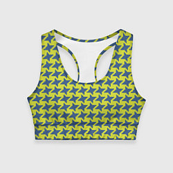 Топик спортивный женский Сине-желтые гусиные лапки, цвет: 3D-принт