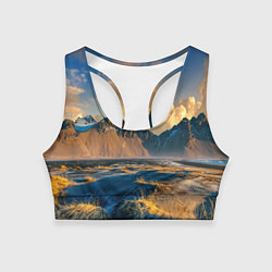 Топик спортивный женский Красивый горный пейзаж, цвет: 3D-принт