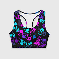 Женский спортивный топ Следы неоновых рук