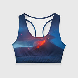 Топик спортивный женский Извержение вулкана ночью, цвет: 3D-принт