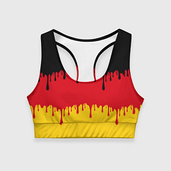 Топик спортивный женский Флаг Германии потёки, цвет: 3D-принт