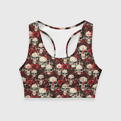 Топик спортивный женский Кровавые Черепа Skulls, цвет: 3D-принт