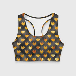 Топик спортивный женский Сердечки Gold and Black, цвет: 3D-принт