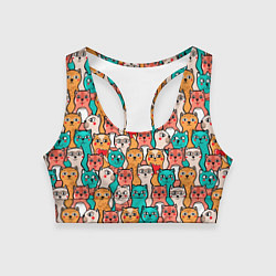 Топик спортивный женский Милые Разноцветные Котики, цвет: 3D-принт