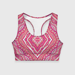 Топик спортивный женский Абстракция Узор розового цвета, цвет: 3D-принт