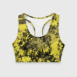 Топик спортивный женский Кресты и хаос На желтом Коллекция Get inspired! Fl, цвет: 3D-принт