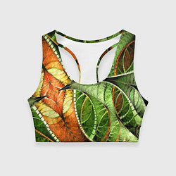 Топик спортивный женский Растительный абстрактный фрактальный паттерн Veget, цвет: 3D-принт