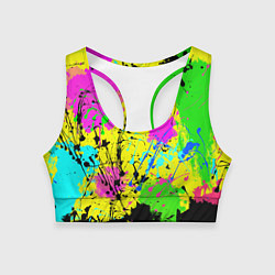 Женский спортивный топ Абстрактная картина в разноцветный неоновых тонах