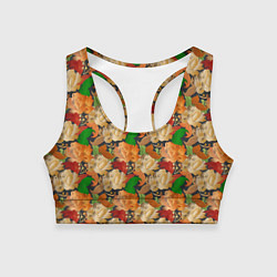 Топик спортивный женский Бутоны и листья, цвет: 3D-принт