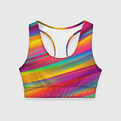 Топик спортивный женский Красочный летний паттерн Цветные полосы, цвет: 3D-принт