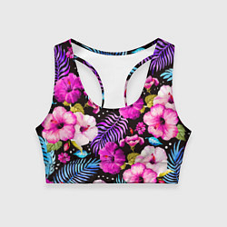 Топик спортивный женский Floral pattern Summer night Fashion trend, цвет: 3D-принт