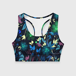 Топик спортивный женский Color summer night Floral pattern, цвет: 3D-принт
