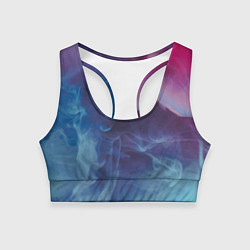 Топик спортивный женский Неоновый дым - Голубой и розовый, цвет: 3D-принт