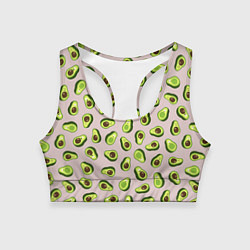 Топик спортивный женский Авокадо, текстильный паттерн, цвет: 3D-принт