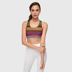Топик спортивный женский Multicolored thin stripes Разноцветные полосы, цвет: 3D-принт — фото 2