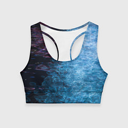 Топик спортивный женский Неоновые волны на воде - Синий, цвет: 3D-принт