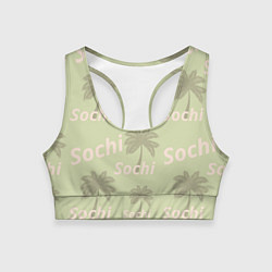 Топик спортивный женский Пальмы на салатном фоне palm trees text, цвет: 3D-принт