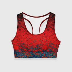 Топик спортивный женский Абстрактный узор мраморный красно-синий, цвет: 3D-принт