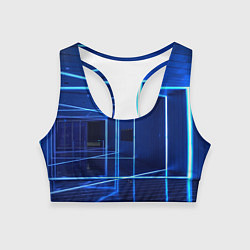 Топик спортивный женский Неоновый абстрактный коридор - Синий, цвет: 3D-принт