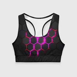 Топик спортивный женский Объёмные соты - неоновые проблески, цвет: 3D-принт