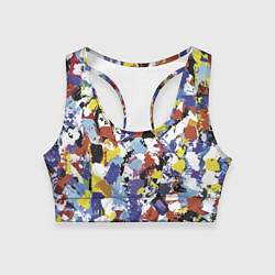 Топик спортивный женский Смелые мазки яркой краски на холсте, цвет: 3D-принт