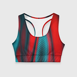 Топик спортивный женский Абстрактная неоновая наноброня - Красный, цвет: 3D-принт