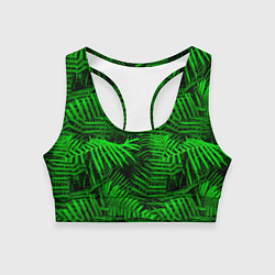 Топик спортивный женский Листья папоротника - текстура, цвет: 3D-принт