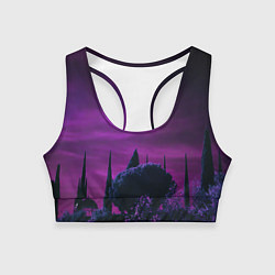 Топик спортивный женский Ночное сияние в тёмном лесу - Фиолетовый, цвет: 3D-принт