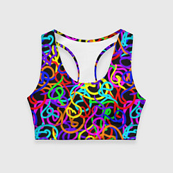 Топик спортивный женский Неоновый беспорядок, цвет: 3D-принт