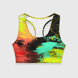 Топик спортивный женский Яркий красочный гранж, цвет: 3D-принт