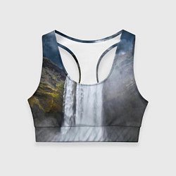 Топик спортивный женский Водопад Скогафосс, цвет: 3D-принт