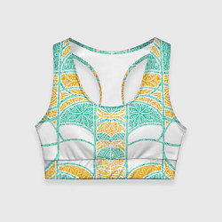 Топик спортивный женский Абстракция плетение, цвет: 3D-принт