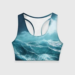 Топик спортивный женский Буря в море, цвет: 3D-принт